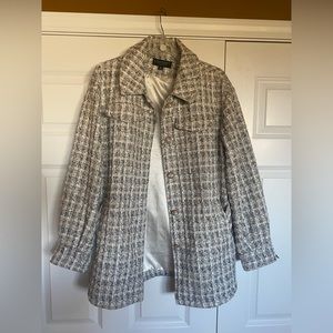 Belted Tweed Shirt Jacket by Laundry